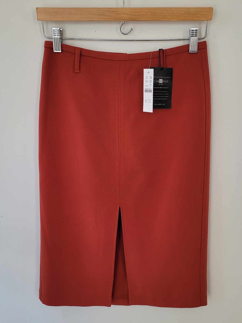 J. Crew Rust-Red Pencil Skirt with Front Slit